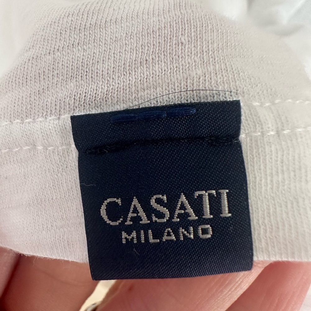 Casati Milano Classic White Crewneck T-Shirt Italian Designer Tee Size M - Picture 4 of 5
